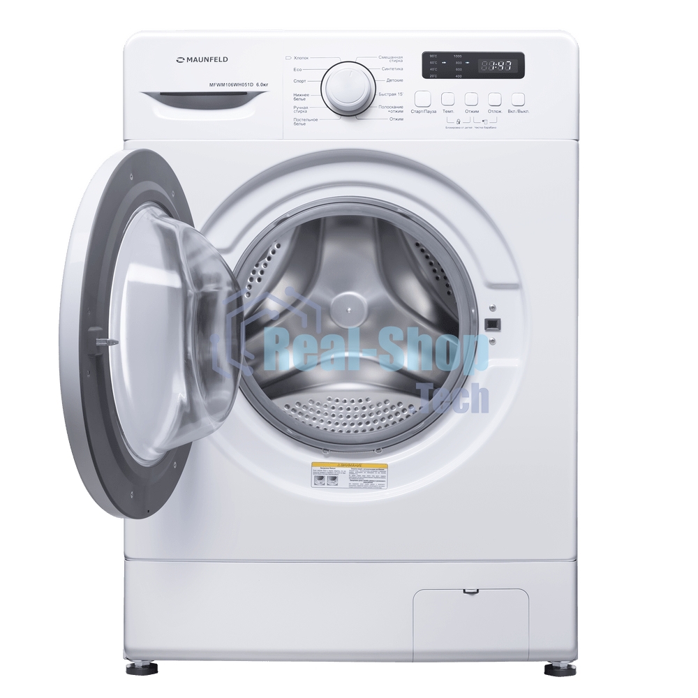 Стиральная машина Maunfeld MFWM106WH051D белая, загрузка фронтальная 6кг, 1000 об/мин., класс: A++