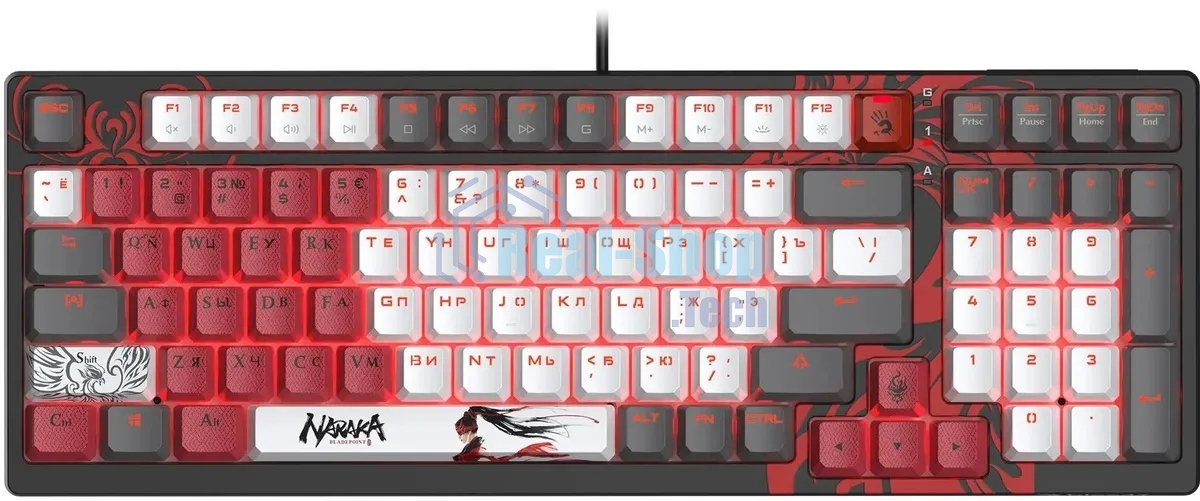 Клавиатура A4Tech Bloody S98 Naraka BLMS Plus проводная, USB Type-A, чёрный/красный