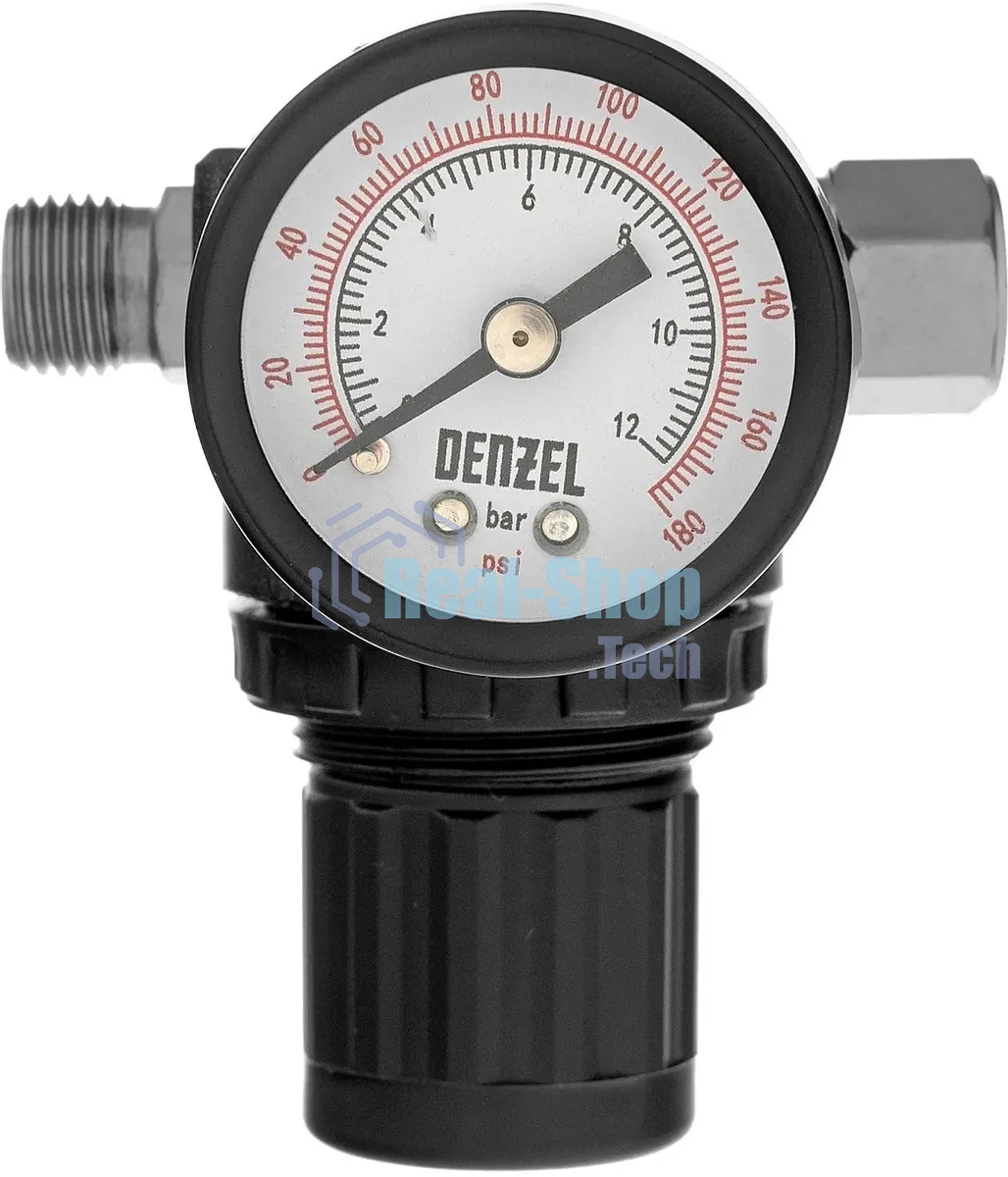 Регулятор давления с манометром Denzel R1500, 12 бар, 1/4