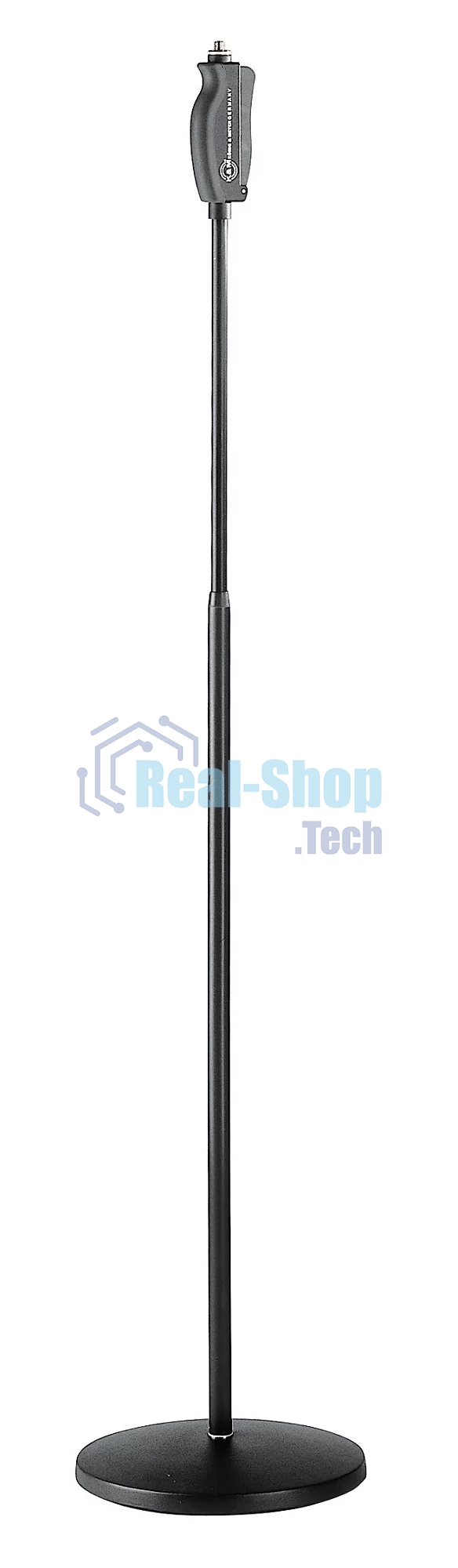 Прямая микрофонная стойка K&M 26085-300-55 высота от 1060 до 1790 мм, круглое чугунное основание, механизм регулировки высоты одной рукой 