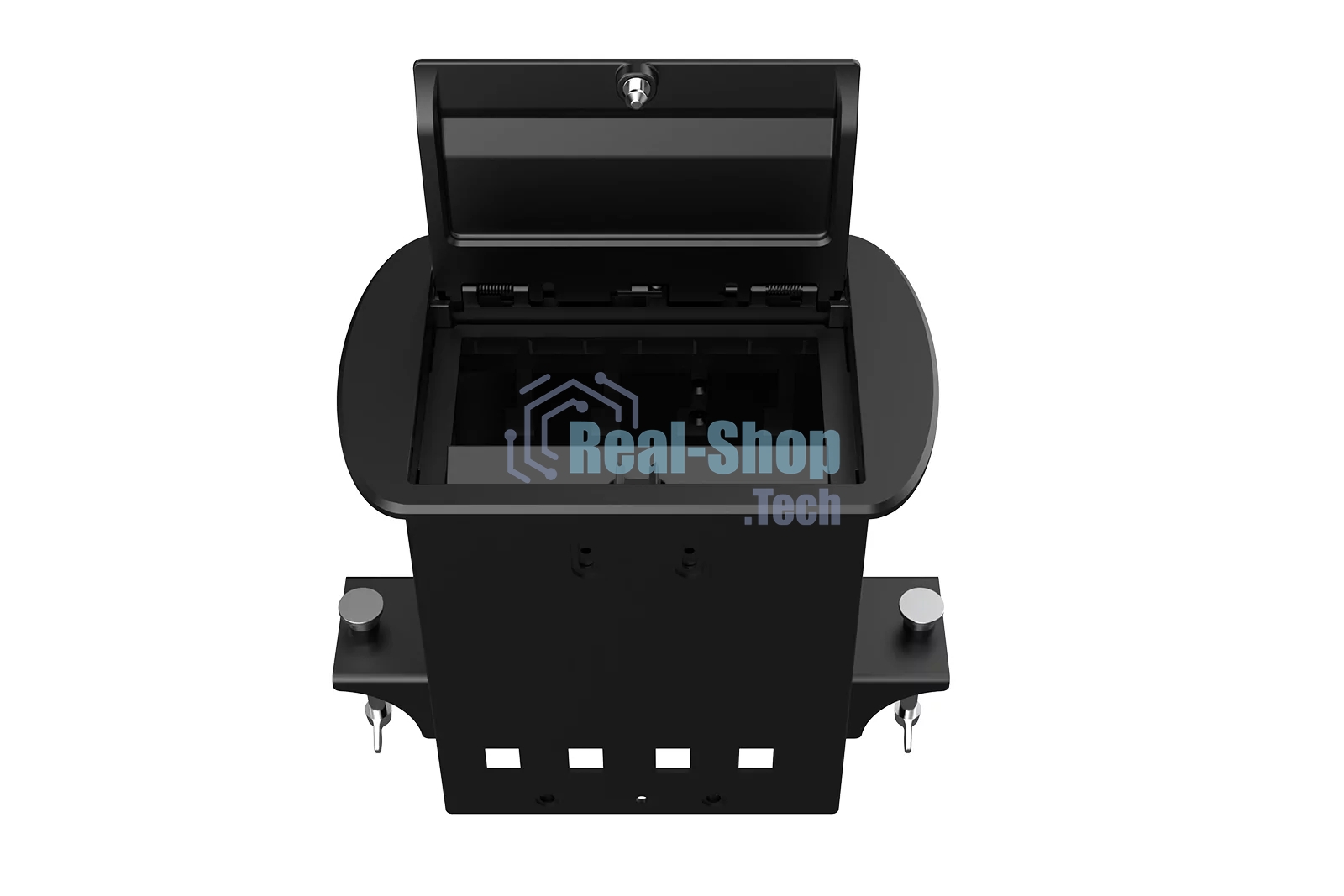 Прямоугольный металлический корпус Wize Pro WRTS-M-4CBOX-B серия M, для модульной системы врезного лючка в стол с убирающейся крышкой для установки до 4 модулей-вставок серии М, черный