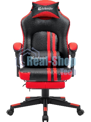 Кресло Defender DIABLO BLACK/RED черный/красный, экокожа, подставка для ног