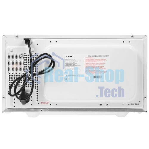 Микроволновая печь BBK 25MWS-970T/WB белый, 25 л, 900 Вт, переключатели - кнопки, поворотный механизм