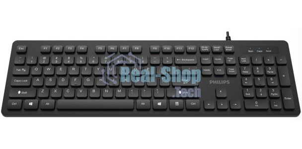 Проводная клавиатура Philips SPK6264, USB 2.0 104 клав, русская заводская раскладка, черный