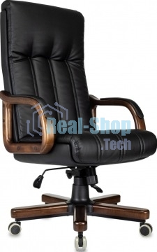 Кресло руководителя Бюрократ T-9932Walnut черный, эко.кожа, крестов. металл/дерево