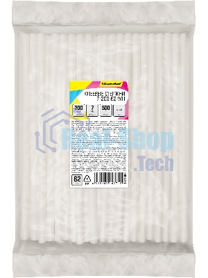 Клеевые стержни Silwerhof 7-200-62-WH дл.200мм D7мм белый упак:62шт