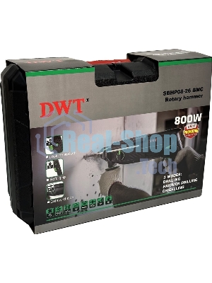 Перфоратор сетевой DWT SBHP08-26 BMC /800 Вт/3.7 Дж/до 5530 уд.в мин/до 1350 об.в мин/SDS-Plus/морозостойкий кабель/кейс/черный (SBHP08-26 BMC)