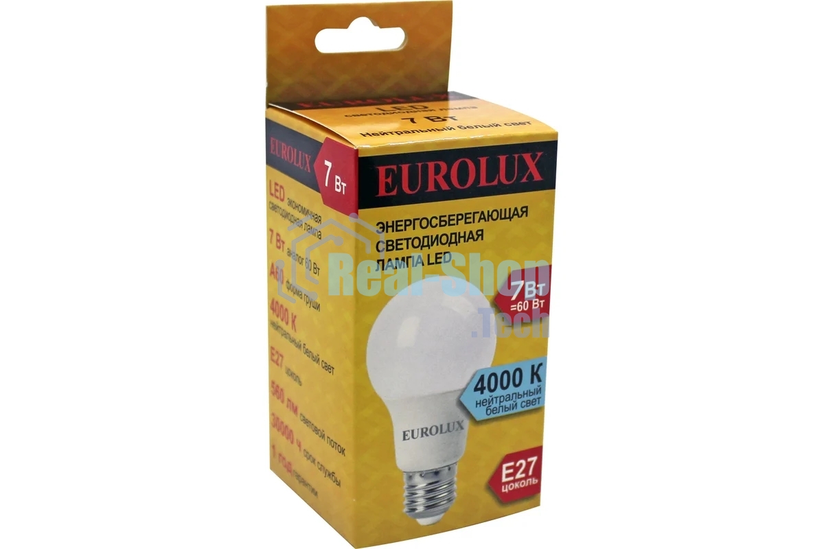 Лампа светодиодная EUROLUX LL-E-A60-7W-230-4K-E27 груша