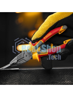 Плоскогубцы комбинированные Denzel диэлектрические трехкомпонентные рукоятки до 1000 В, 165 мм