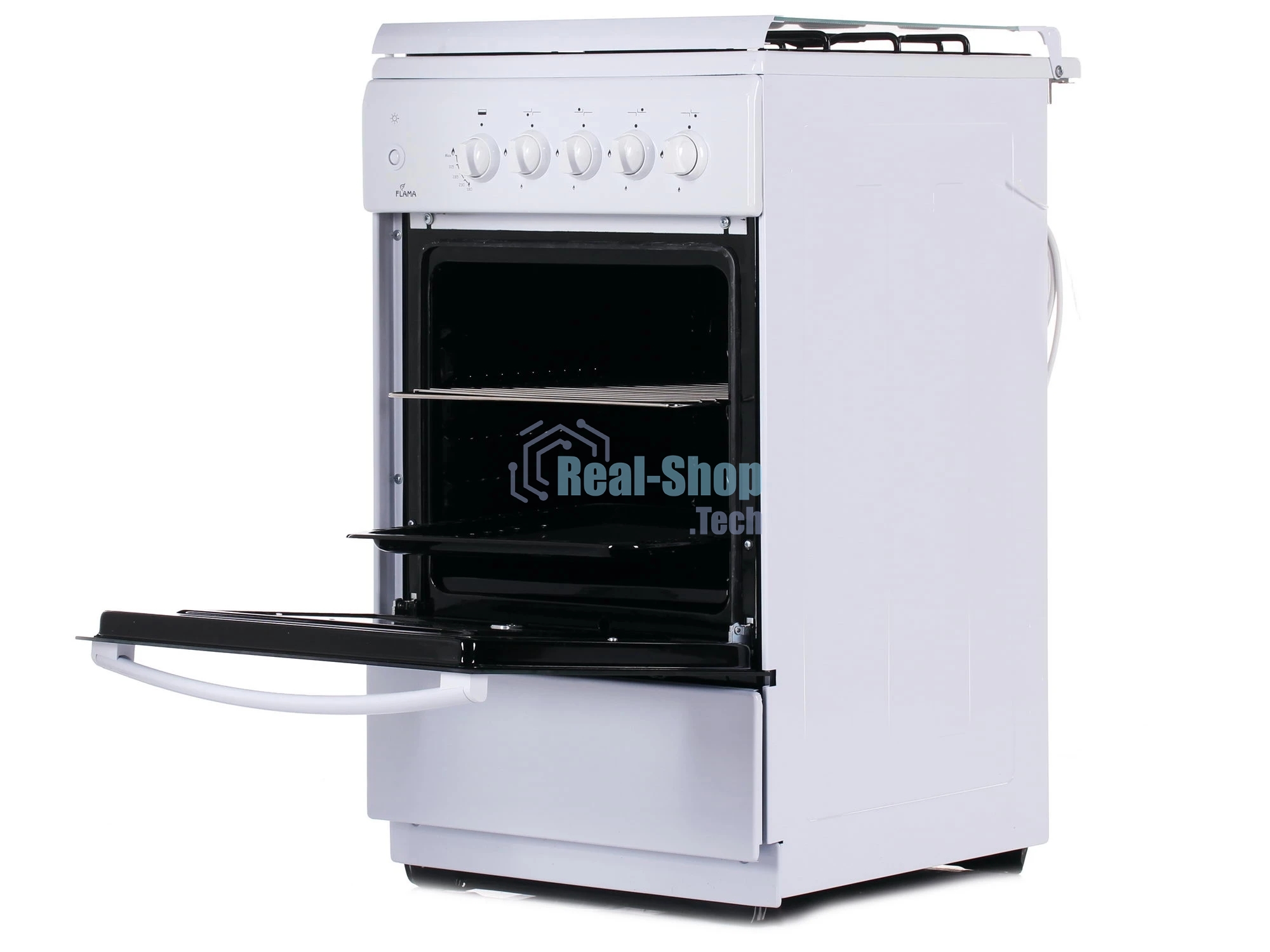 Газовая плита Flama FG 2411 W белый, конфорок 4 шт, духовка 50 л, 50 см x 85 см x 60 см