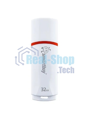Флешка USB SmartBuy Crown white (SB32GbCRW-W), 32Gb, USB 2.0, R/W 15/5, белый/красный