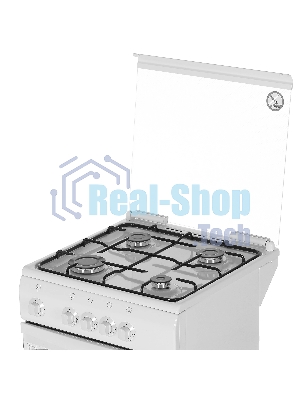 Плита газовая DeLuxe 5040.37 г (крышка) белый, конфорок 4 шт, духовка 43 л, 50 см x 85 см x 50 см