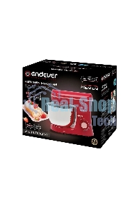 Миксер планетарный Endever Sigma-121, красный, 1800Вт, объем чаши 6 л, планетарная система смешивания, 2 шт/уп.