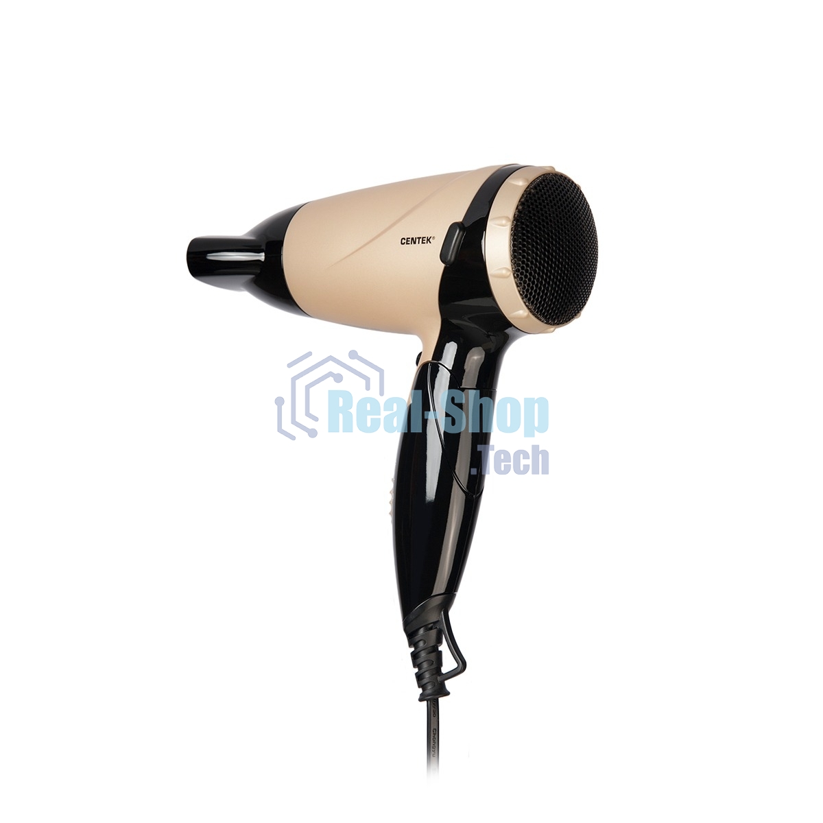 Фен Centek CT-2209 BLG черный/золотой перламутр 1600Вт, складная ручка, концентратор