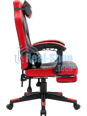 Кресло Defender DIABLO BLACK/RED черный/красный, экокожа, подставка для ног