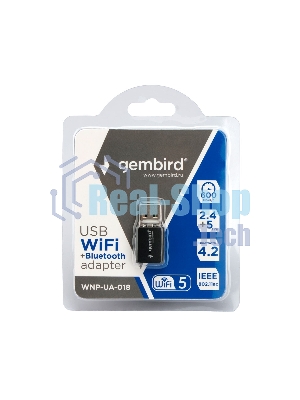 Сетевой адаптер Wi-Fi+Bluetooth Gembird WNP-UA-018 двухдиапазонный мини, 600 Мбит, USB, 802.11b/a/g/n/ac