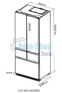 Встраиваемый холодильник LEX LFD424StGIDBI серый четырехкамерный 250/163л морозилка снизу, No Frost, Side by Side
