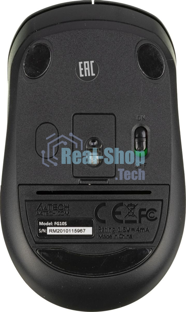Мышь беспроводная A4Tech Fstyler FG10S черный/серый, 2000 dpi, радиоканал, USB, кнопки - 4