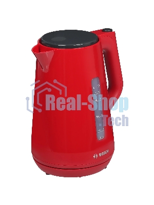 Электрочайник Bosch TWK1M124 красный, 1.7 л, 2400 Вт, скрытый нагревательный элемент