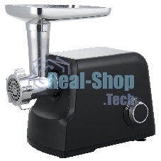 Мясорубка электрическая YOSHIRO YMG-P2200 черный, 2200 Вт, 2.5 кг/мин, реверс, защита от перегрузки, металлический лоток, насадки - 5