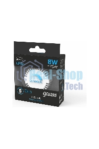 Лампа cветодиодная Gauss GX53 8W 680lm 6500K диммируемая LED