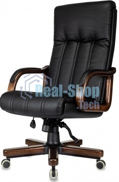 Кресло руководителя Бюрократ T-9932Walnut черный, эко.кожа, крестов. металл/дерево