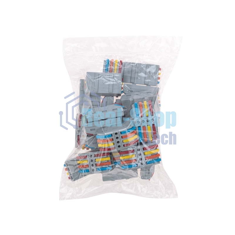 Клемма Rexant СМК 222-424 проходная 4 полюса (0,08-4мм²), серая (25 шт/уп)