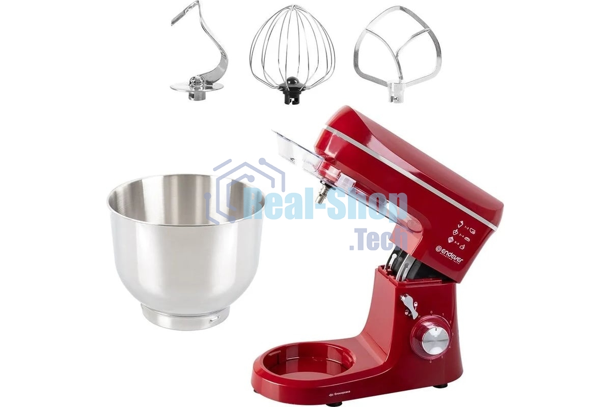 Миксер планетарный Endever Sigma-121, красный, 1800Вт, объем чаши 6 л, планетарная система смешивания, 2 шт/уп.
