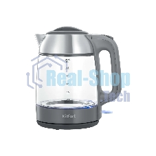 Чайник электрический Kitfort КТ-6762 3 л, 2000 Вт, серый/серебристый корпус: стекло/металл/пластик