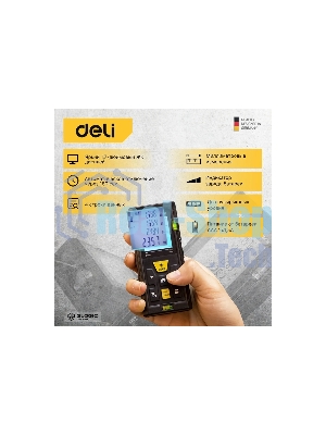 Лазерный дальномер Deli DL4168 (Диапазон измерения 0,05~40м, точность измерения: ±3мм)
