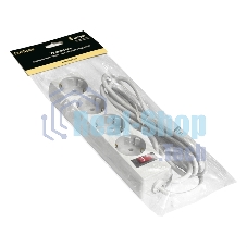 Удлинитель ExeGate EC-4-5W (EX279401RUS), белый, 5 м, евровилка с заземлением, 4 евророзетки с заземлением, 2200 Вт