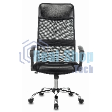 Кресло руководителя Бюрократ CH-600SL черный, искусст.кожа, сетка/ткань, крестовина металл хром