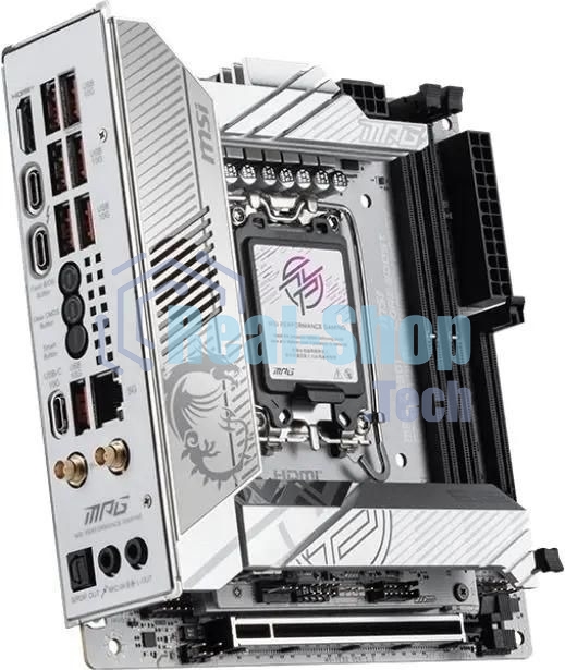 Материнская плата MSI MPG Z890I EDGE TI WIFI, LGA 1851, Intel Z890, 2xDDR5, 2xSATA, 4xM.2, 1xPCIe 5.0 x16, 1xHDMI, 2xThunderbolt 4, 1xUSB-C, 1x 5Gb LAN, 7xUSB-A 10Gbps, 2xUSB-A 5Gbps, 1xUSB-C 20Gbps, 7.1, 2x3.5 мм, TOSLINK, Mini-ITX