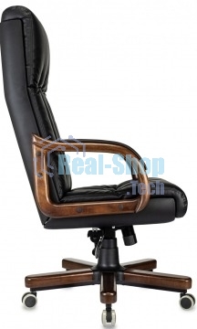 Кресло руководителя Бюрократ T-9932Walnut черный, эко.кожа, крестов. металл/дерево