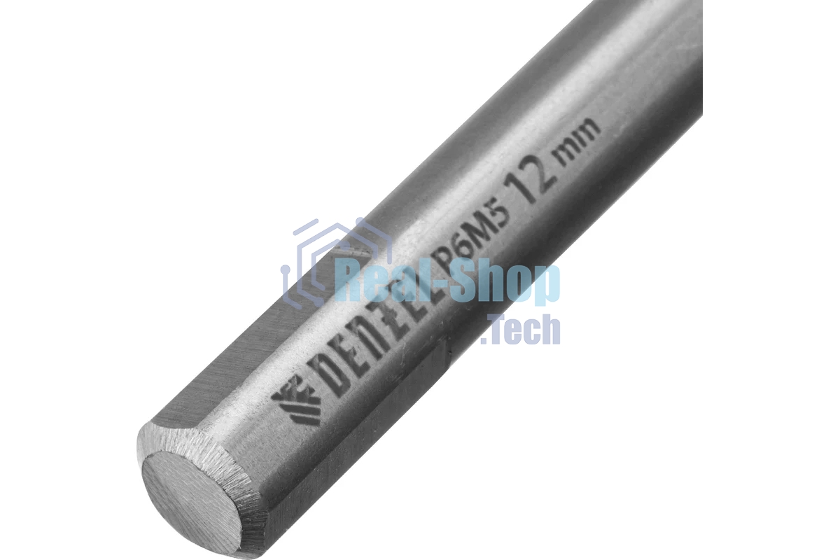 Сверло спиральное по металлу Denzel 12 x 205 мм, Р6М5, Golden Tip, удлиненное