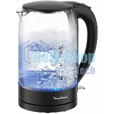 Чайник электрический Moulinex BY1S08F0 1.7 л, 2200 Вт, черный/прозрачный корпус: стекло/пластик