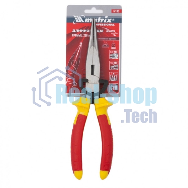 Длинногубцы прямые Matrix Insulated 17103 200 мм, двухкомпонентные рукоятки PROFESSIONAL