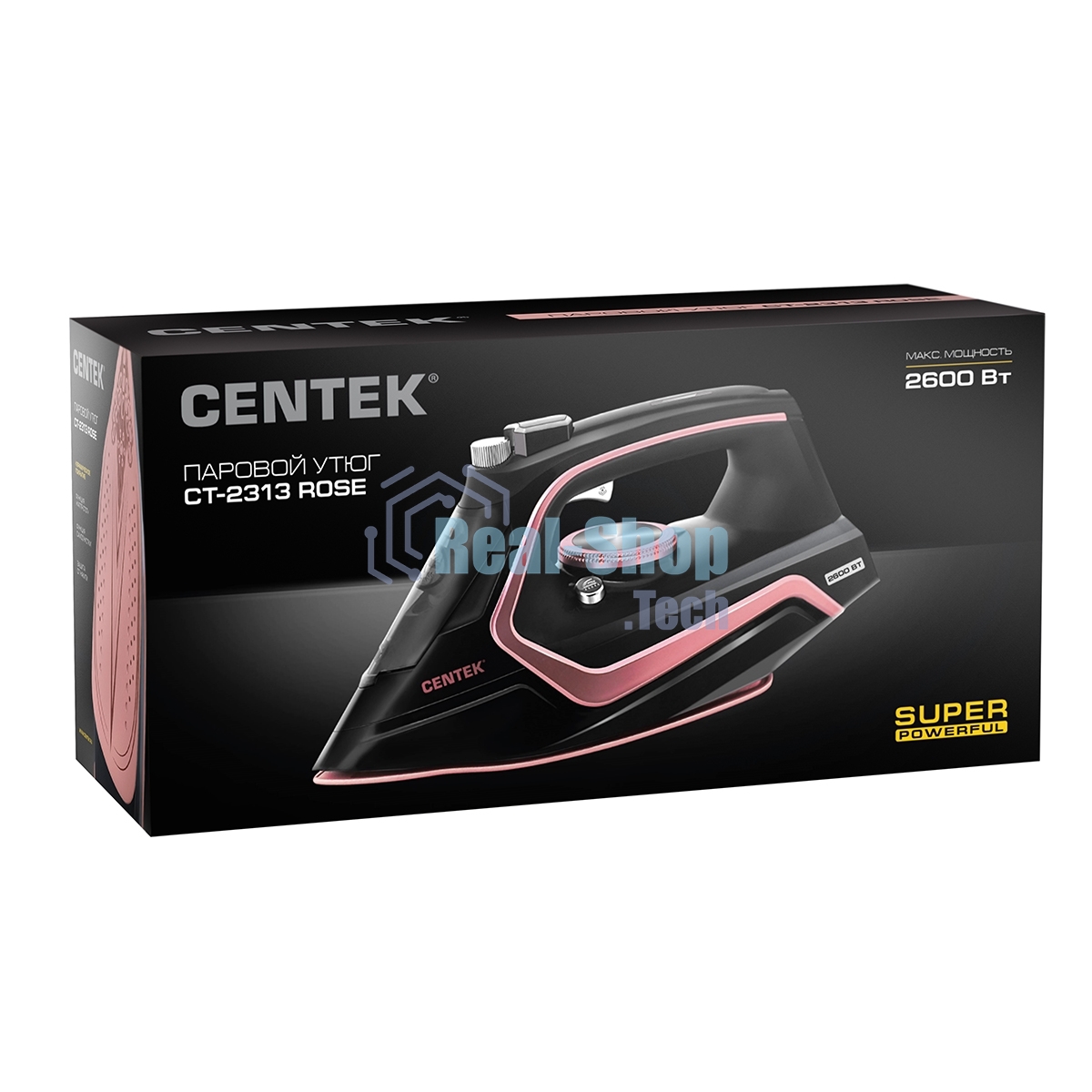 Утюг Centek CT-2313 розовый/черный, 2400 Вт, 50 г/мин, 185 г/мин, 350 мл