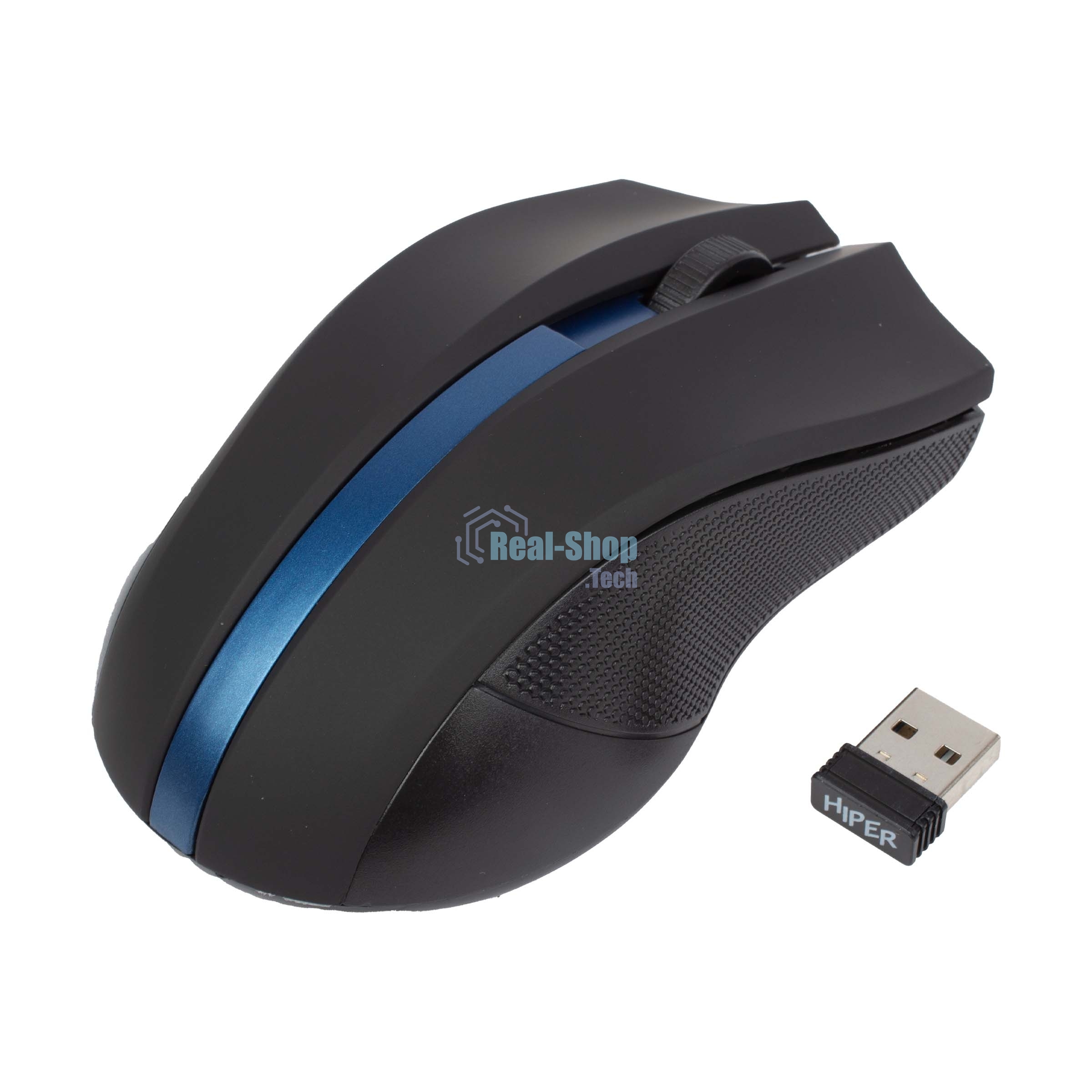 Мышь беспроводная HIPER HOMW-074 черный/синий, 1000 dpi, радиоканал, USB, кнопки - 3