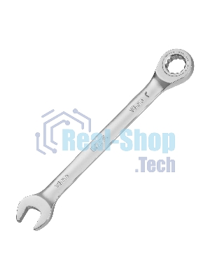 Ключ комбинированный трещоточный Denzel 14708 14 мм, CrV, матовый хром 14708