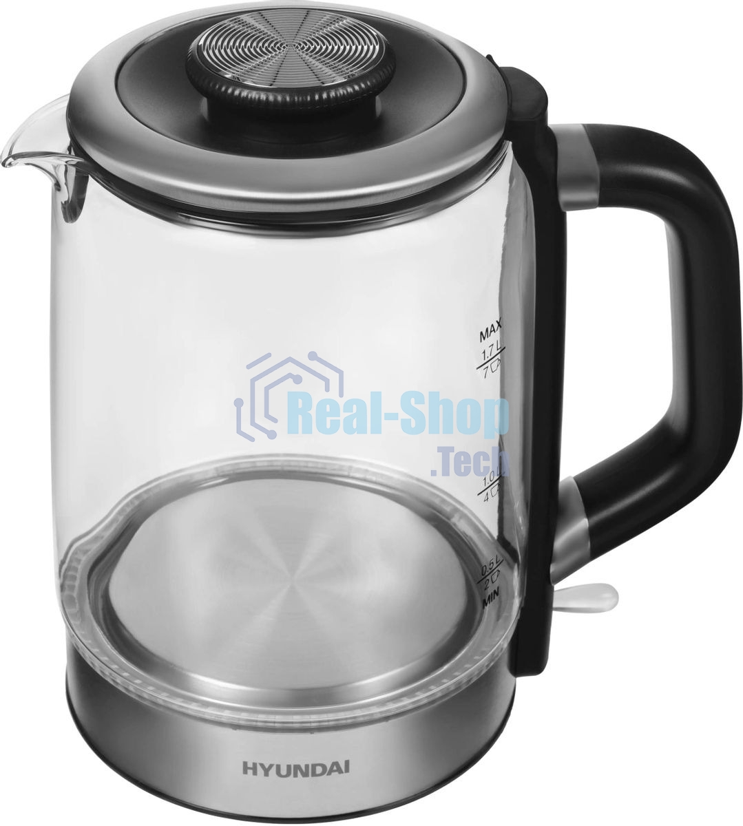 Чайник электрический Hyundai HYK-G5501 1.7 л, 2200 Вт, серебристый/черный