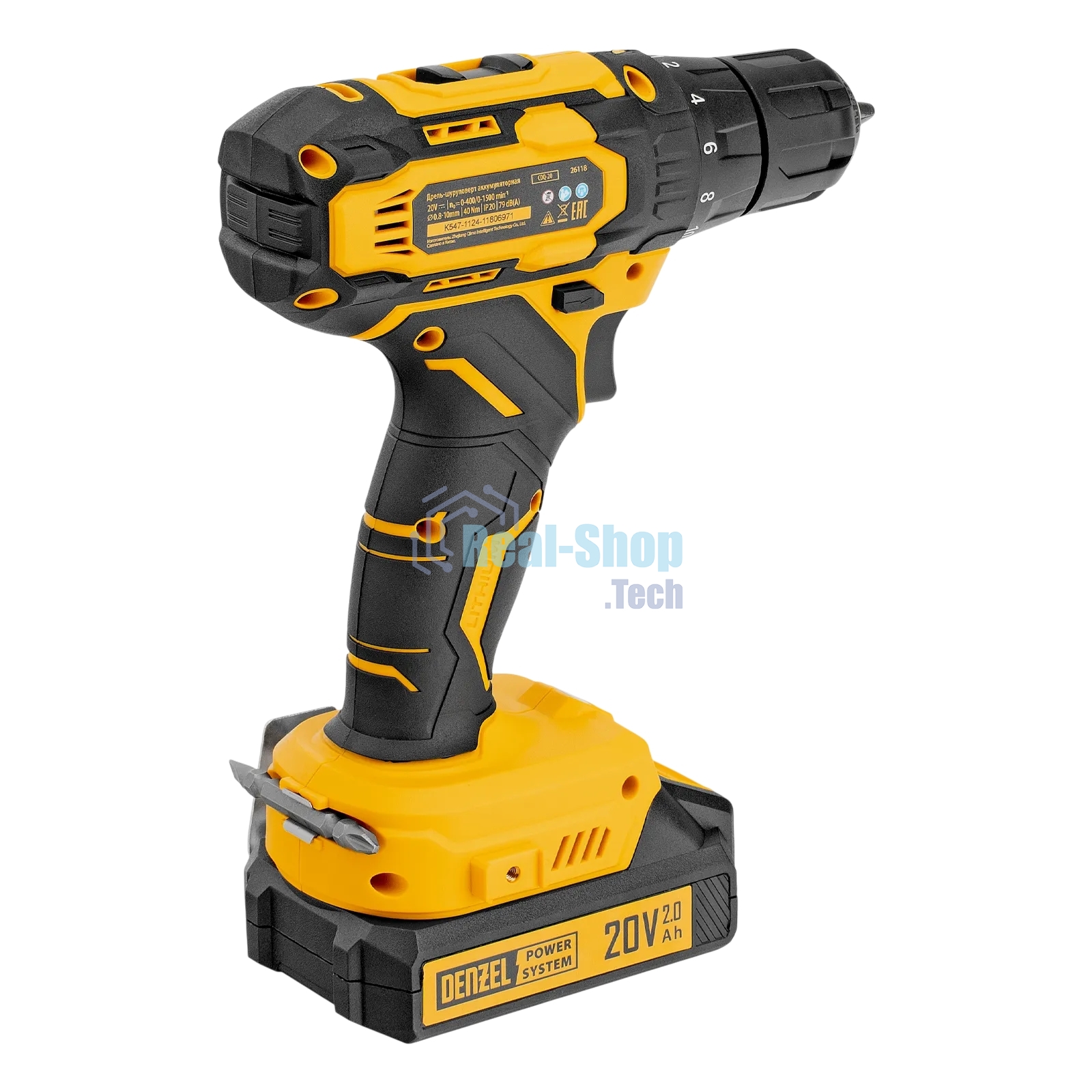 Дрель-шуруповерт аккумуляторная Denzel CDQ-20, 20В, 2 АКБ, Кейс