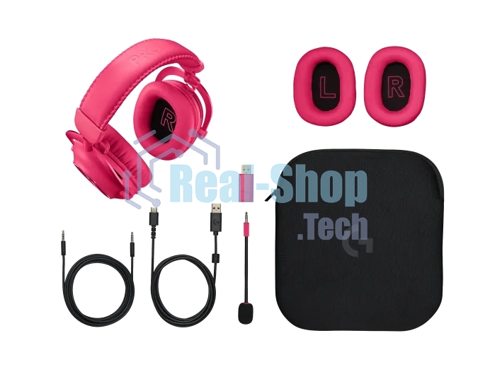 Гарнитура беспроводная/проводная игровая Logitech G Pro X 2 Wireless, розовый 981-001275