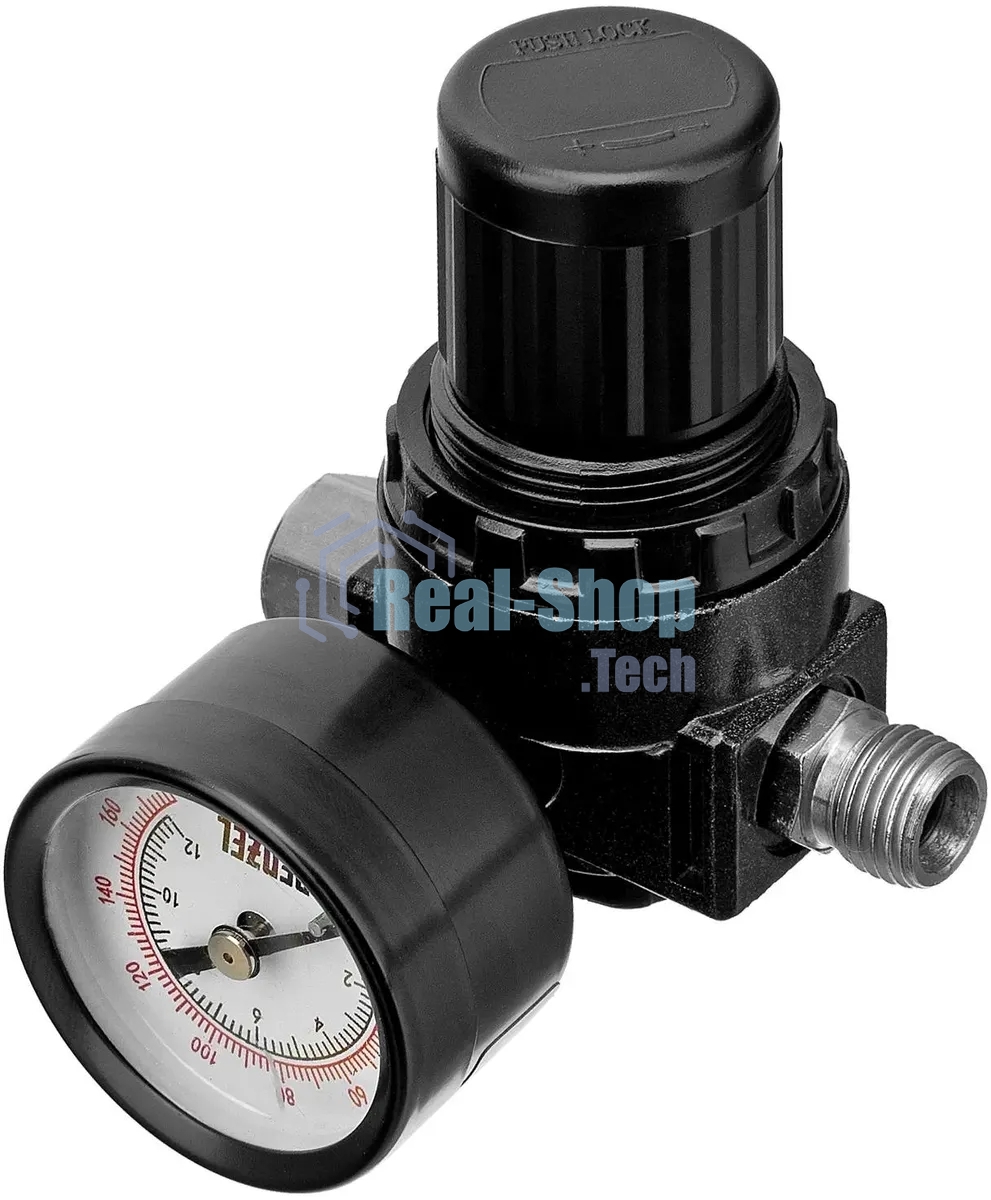 Регулятор давления с манометром Denzel R1500, 12 бар, 1/4