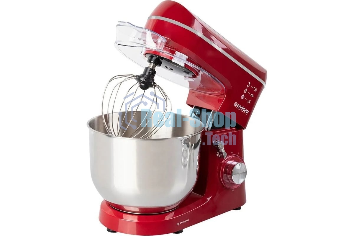 Миксер планетарный Endever Sigma-121, красный, 1800Вт, объем чаши 6 л, планетарная система смешивания, 2 шт/уп.