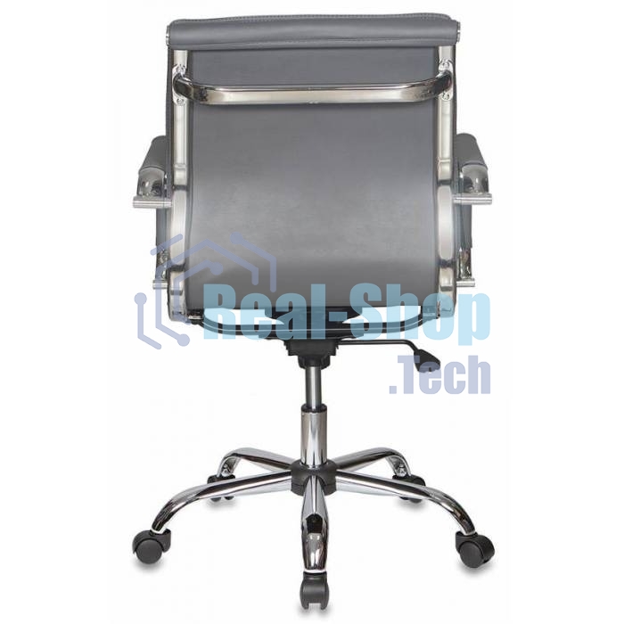 Кресло руководителя Бюрократ CH-993-Low/grey серый, низкая спинка, искусственная кожа, крестовина хромированная