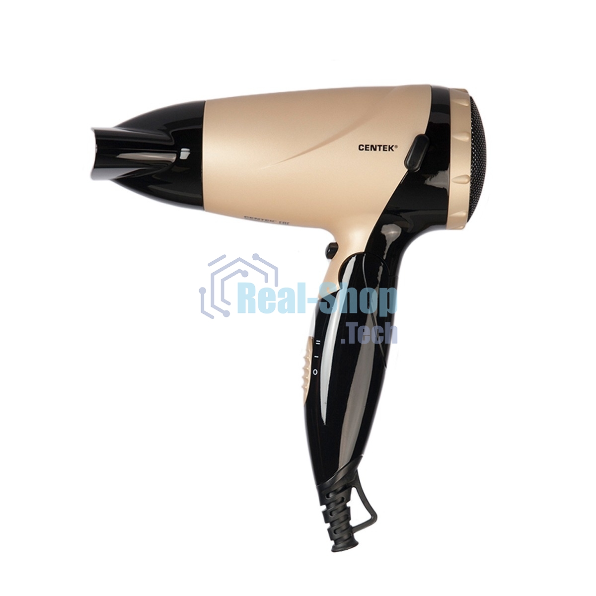 Фен Centek CT-2209 BLG черный/золотой перламутр 1600Вт, складная ручка, концентратор