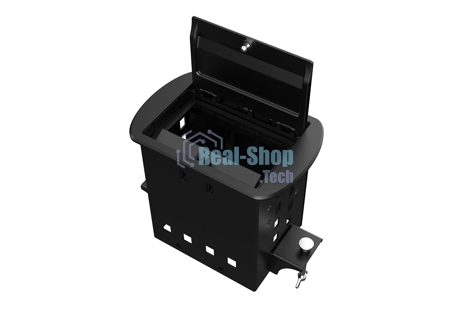Прямоугольный металлический корпус Wize Pro WRTS-M-4CBOX-B серия M, для модульной системы врезного лючка в стол с убирающейся крышкой для установки до 4 модулей-вставок серии М, черный