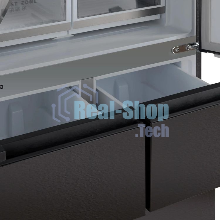 Холодильник Tesler RFD-427BI графит глянцевый двухкамерный 250/142л морозилка сбоку, No Frost, Side by Side