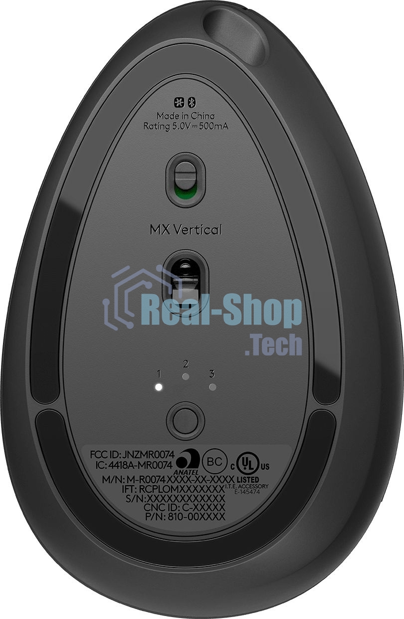 Мышь беспроводная Logitech MX Vertical черный/серебристый, 4000 dpi, радиоканал, Bluetooth, USB, кнопки - 6